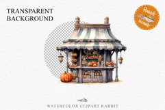 Halloween Bakery Stand Storefront Clipart PNG Scrapbooking Fairy Tale Art Image Watercolor Transparent Print illustration sublimation creepy printable digital watercolor halloween bakery stand, spooky clipart, sublimation nursery, Creepy Witch art, storef