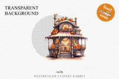 Halloween Bakery Stand Storefront Clipart PNG Scrapbooking Fairy Tale Art Image Watercolor Transparent Print illustration sublimation creepy printable digital watercolor halloween bakery stand, spooky clipart, sublimation nursery, Creepy Witch art, storef