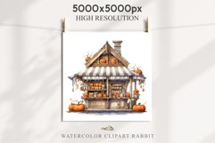 Halloween Bakery Stand Storefront Clipart PNG Scrapbooking Fairy Tale Art Image Watercolor Transparent Print illustration sublimation creepy printable digital watercolor halloween bakery stand, spooky clipart, sublimation nursery, Creepy Witch art, storef
