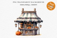 Halloween Bakery Stand Storefront Clipart PNG Scrapbooking Fairy Tale Art Image Watercolor Transparent Print illustration sublimation creepy printable digital watercolor halloween bakery stand, spooky clipart, sublimation nursery, Creepy Witch art, storef