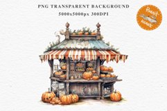 Halloween Bakery Stand Storefront Clipart PNG Scrapbooking Fairy Tale Art Image Watercolor Transparent Print illustration sublimation creepy printable digital watercolor halloween bakery stand, spooky clipart, sublimation nursery, Creepy Witch art, storef