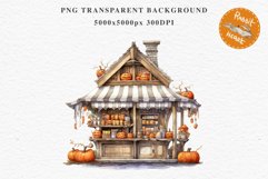 Halloween Bakery Stand Storefront Clipart PNG Scrapbooking Fairy Tale Art Image Watercolor Transparent Print illustration sublimation creepy printable digital watercolor halloween bakery stand, spooky clipart, sublimation nursery, Creepy Witch art, storef