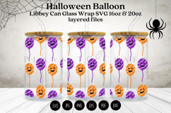 halloween balloon libbey beer can glass full wrap svg presized template for 16oz and 20oz glass for Cricut Silhouette and sublimation