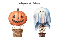 Watercolor Halloween hot air balloon Pumpkin clipart Product Image 2