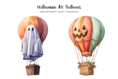 Watercolor Halloween hot air balloon Pumpkin clipart Product Image 5