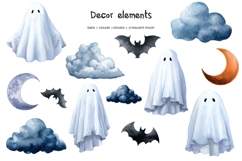 Watercolor Halloween hot air balloon Pumpkin clipart Product Image 6