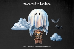 Watercolor Halloween hot air balloon Pumpkin clipart Product Image 9
