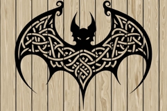 Halloween bat celtic stencil silhouette SVG Product Image 1
