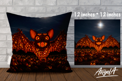 Halloween Pillow cover sublimation, Horror Fantasy Bat PNG Product Image 1