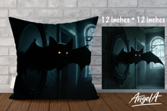 Square Dark Pillow cover sublimation, gothic horror bat Product Image 1