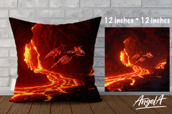 Pillow cover sublimation, horror bat skeleton with lava Product Image 1