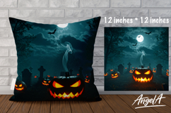 Halloween Pillow case sublimation, Jack o lantern, cemetery Product Image 1