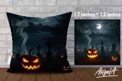 Halloween Pillow case sublimation, cemetery Jack o lantern Product Image 1