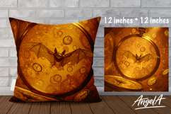 Fantasy Pillow case sublimation, flying bat, clock Product Image 1