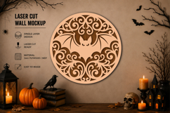 Halloween Bat Round Laser Cut SVG Product Image 1