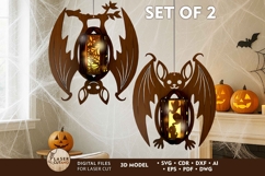 Laser Cut Halloween Bat Candlestick / Tealight Holder Set 2 Product Image 1