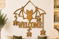 Halloween Bat Welcome Laser Cut SVG Product Image 1