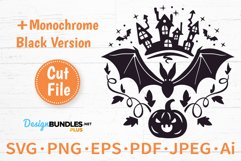 Halloween Bat with Jack O Lantern SVG For Cricut