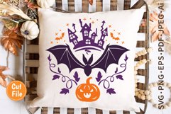 Halloween Bat with Jack O Lantern SVG For Pillow Case