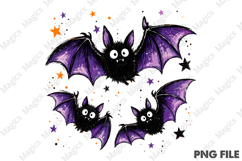 Halloween Bats PNG Retro Striped Spooky Season Product Image 1