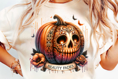 beauty fades skull png, halloween skull pumpkin clipart, creepy halloween sublimation design, spooky skull pumpkin illustration, halloween skull graphics, skull pumpkin sublimation, scary halloween clipart, skull pumpkin design, halloween png for cricut, 