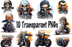 Skeleton Biker Halloween Clipart Bundle 10 Transparent PNGs Product Image 9