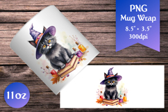Halloween Black Cat 11oz Mug Wrap. Perfect for Halloween lovers, crafters, and mug makers who want to add a magical black cat to their creations.
