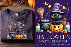 Halloween Black Cat Graphic, Halloween PNG, Sublimation, g1 Product Image 1