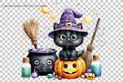 Halloween Black Cat Graphic, Halloween PNG, Sublimation, g1 Product Image 2