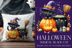 Halloween Black Cat Graphic, Halloween PNG, Sublimation, g4 Product Image 1