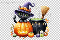 Halloween Black Cat Graphic, Halloween PNG, Sublimation, g4 Product Image 2
