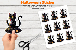 Halloween Sticker, Black Cat Sticker, Black Cat Dress PNG, Gothic Cat Sticker, Halloween PNG, Spooky Sticker Design, Cute Black Cat Sticker, Printable Halloween Stickers, Cricut Halloween Design, Halloween Sublimation