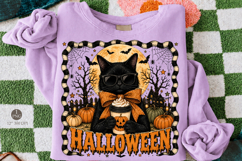 Halloween Black Cat PNG,Spooky Coffee Sublimation Design Product Image 1