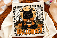 Halloween Black Cat PNG,Spooky Coffee Sublimation Design Product Image 2