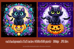 Halloween Backgrounds, Halloween Black Cat on Pumpkin Papers Product Image 2