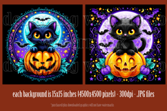 Halloween Backgrounds, Halloween Black Cat on Pumpkin Papers Product Image 3