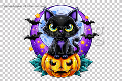 Halloween Black Cat Graphic, Halloween PNG, Sublimation, g3 Product Image 2