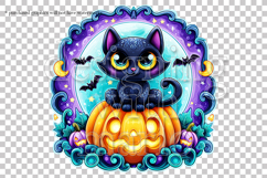 Halloween Black Cat Graphic, Halloween PNG, Sublimation, g4 Product Image 2