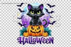 Halloween Black Cat Graphic, Halloween PNG, Sublimation, g5 Product Image 2