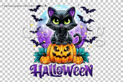 Halloween Black Cat Graphic, Halloween PNG, Sublimation, g5 Product Image 2