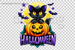 Halloween Black Cat Graphic, Halloween PNG, Sublimation, g6 Product Image 2