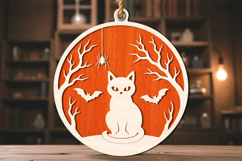 Halloween Black Cat Round Laser Cut SVG Product Image 1