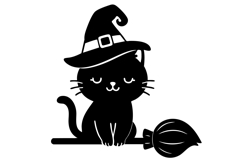 Halloween Witch Black Cat SVG Product Image 1