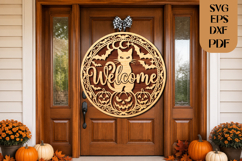 Halloween Black Cat Welcome SVG Laser Cut File Product Image 2