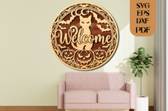 Halloween Black Cat Welcome SVG Laser Cut File Product Image 3