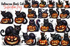 Halloween Black Cats with Pumpkins PNG Product Image 1