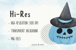 Blue Halloween Watercolor Clipart, Cute Halloween Boy PNG Product Image 2