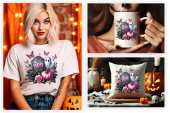 Halloween Pink Ghost Skull Pumpkin Clipart PNG Sublimation Product Image 3