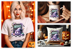 Halloween Boo Purple Pumpkin Clipart PNG Sublimation Design Product Image 3
