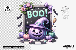 Halloween Boo Purple Pumpkin Clipart PNG Sublimation Design Product Image 1